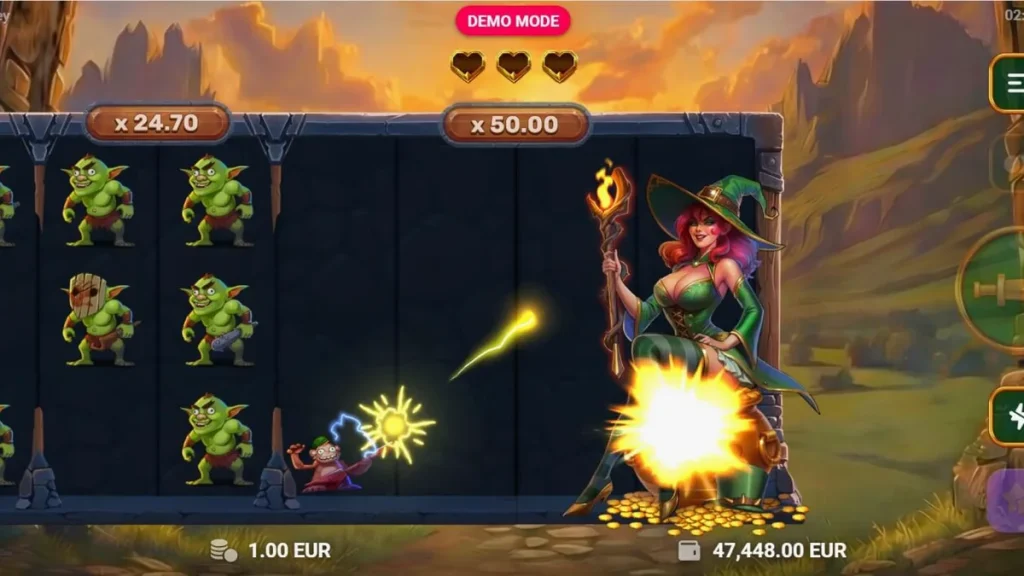 O herói macaco de Monkey Money em uma masmorra cheia de goblins